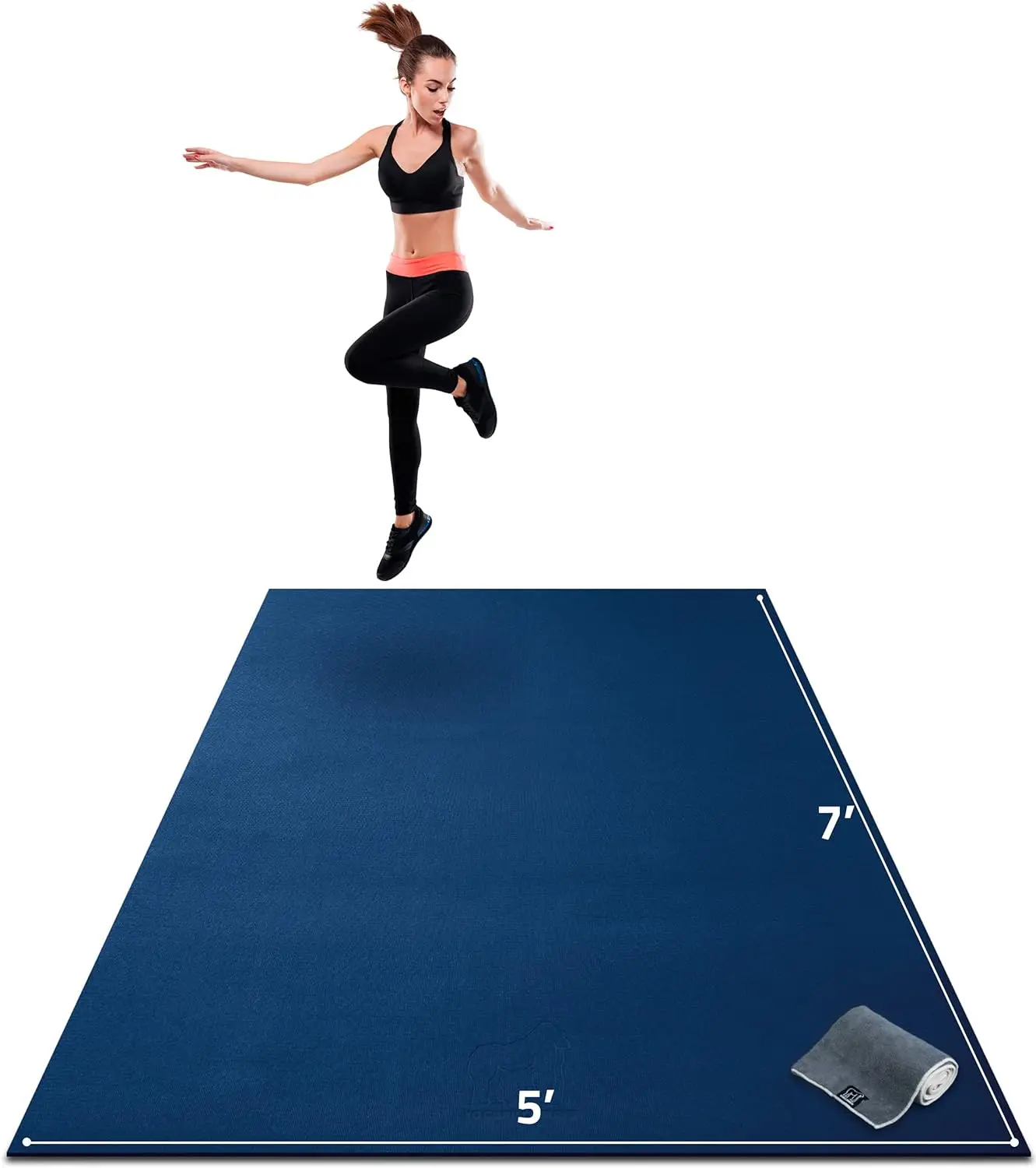 

Premium Large Exercise Mat – 7' x 5' x 1/4" Ultra Durable, Non-Slip, Workout Mat for Instant Home Gym Flooring – Wo