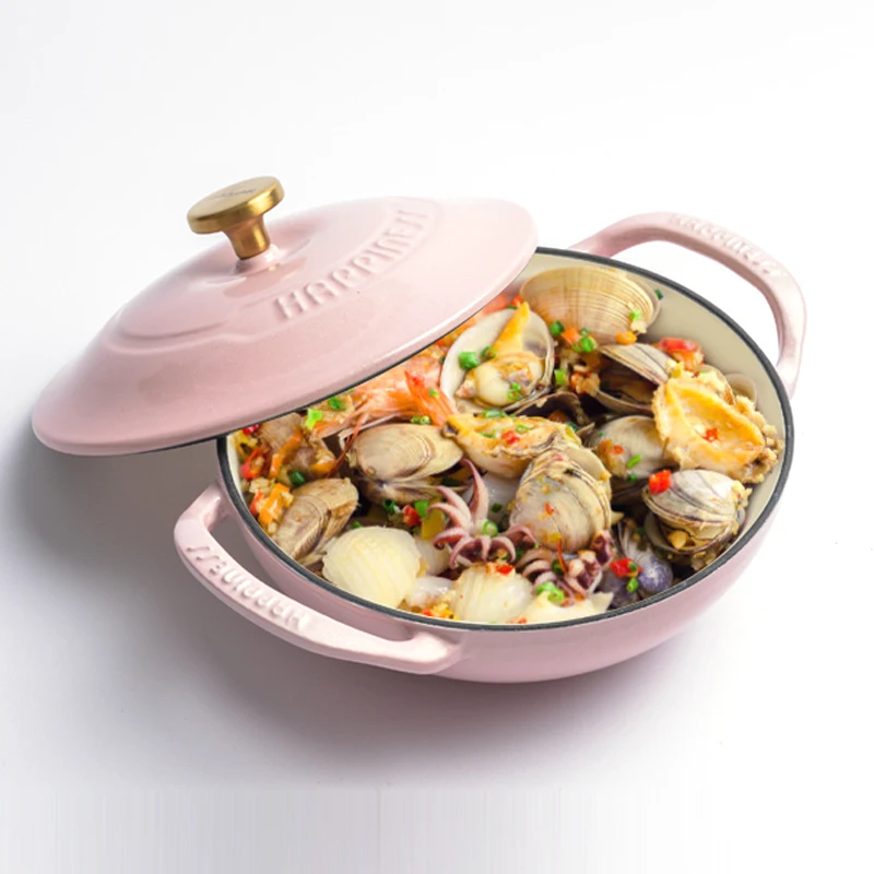 Enameled litého žehlička holandský kamna 21cm seafood stockpot kastrol teflonové smalt hrnec dusit miska pro celý žár zdroj dusit hrnec