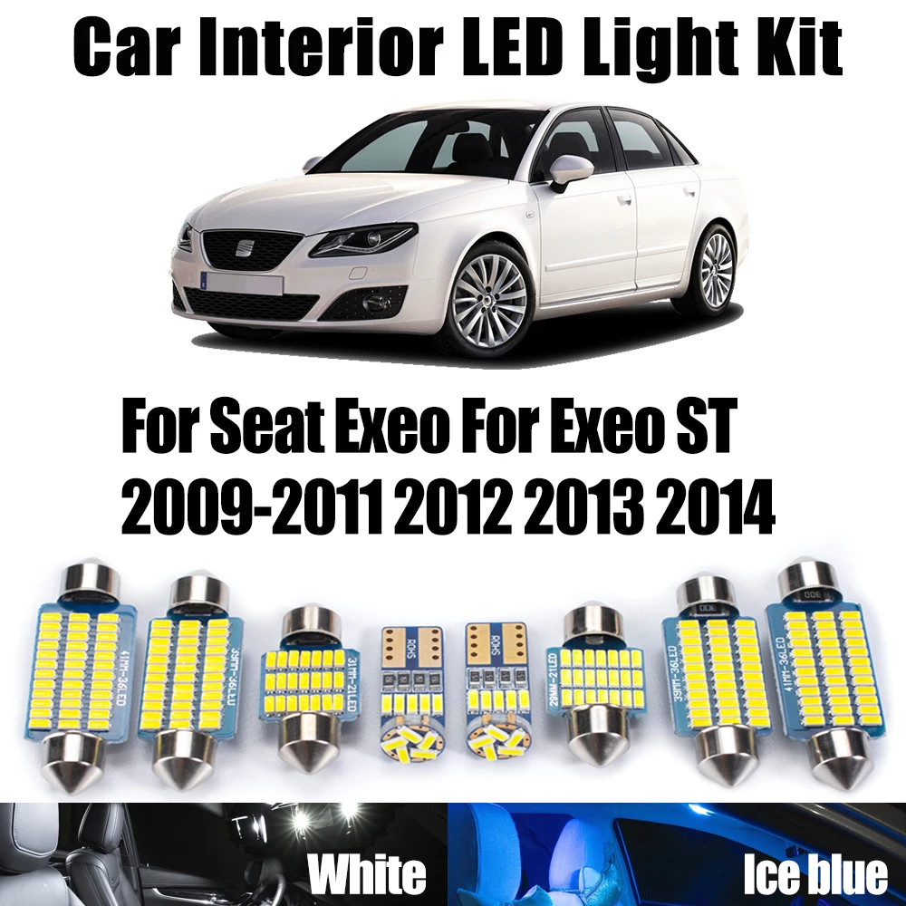 17 шт. Canbus автомобильный светодиодный светильник для внутренней двери для чтения, комплект освещения для ног для Seat Exeo для Exeo ST 2009 2010 2011 2012 2013 2014 без ошибок