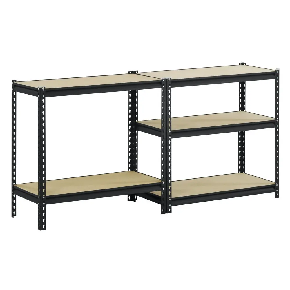 110 X 45 X 180cm 5 Tiers Powder Coated Storage Rack Black Office Furniture