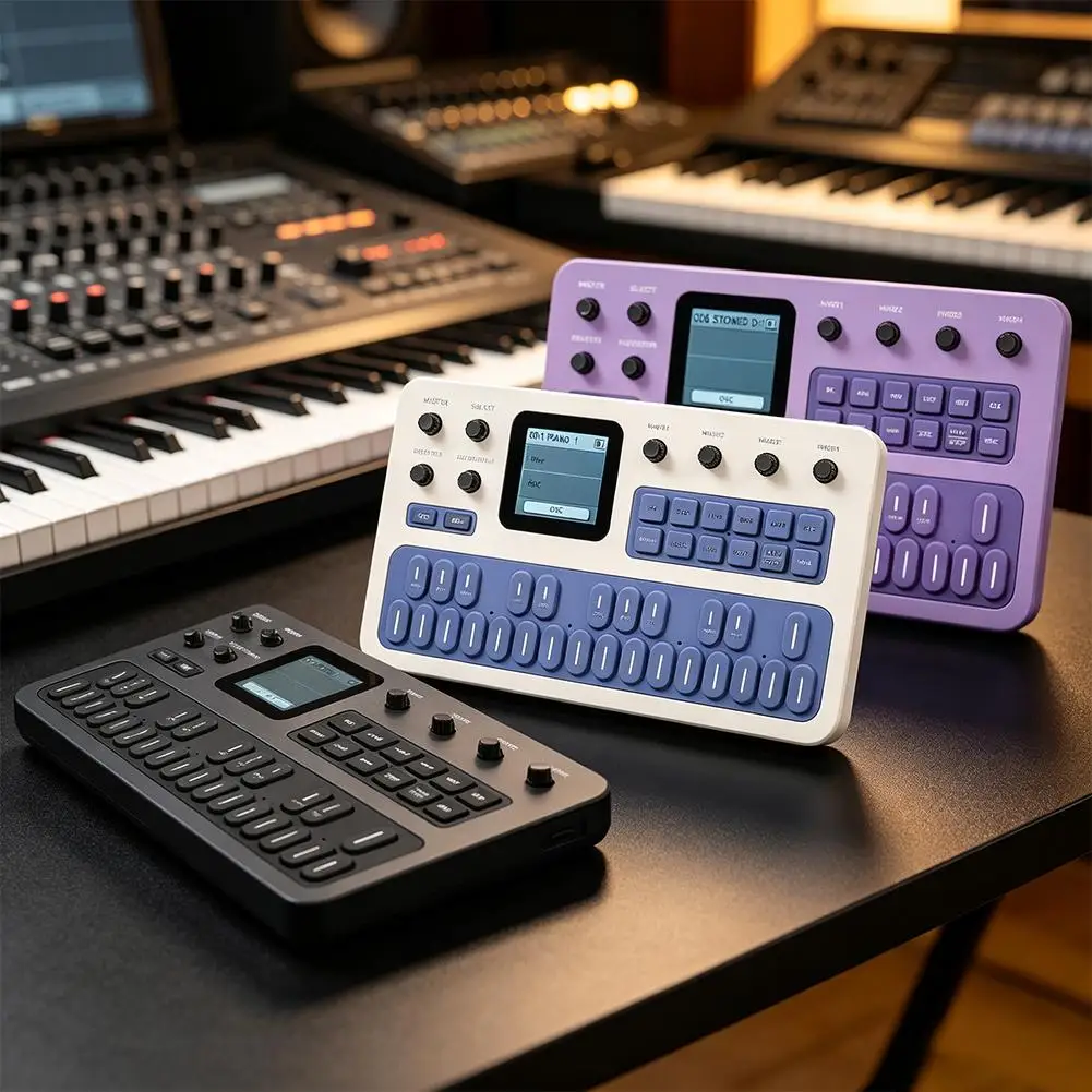 M-Vave Fm-1 Pédale d'effets synthétiseur FM portable, batterie 12h, 6 opérateurs, 32 algorithmes, 128 presets, haut-parleur intégré, Bluetooth, MIDI
