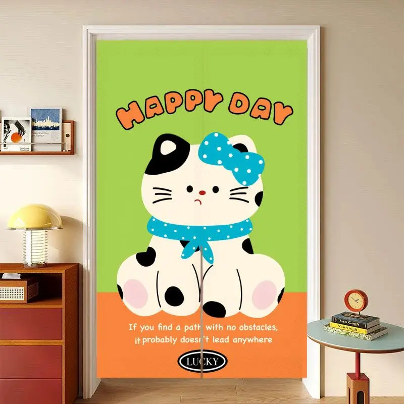 VIKAMA Trendy Cute Puppy Print Japanese Half Door Curtain, Privacy Divider for Entryway Foyer, Cute Bedroom Home Decor