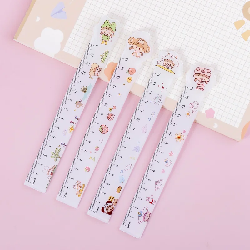 Kawaii Cute Drawing Tool, School Supplies, Student Ruler, Transparent Korean Stationery Accessories