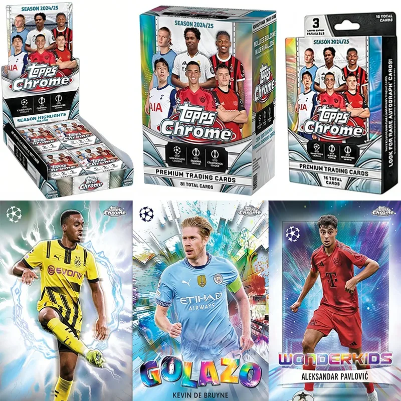 Auténticas Tarjetas Coleccionables de Fútbol Topps Chrome UEFA Club Competitions Premium Edición Limitada 2024-25