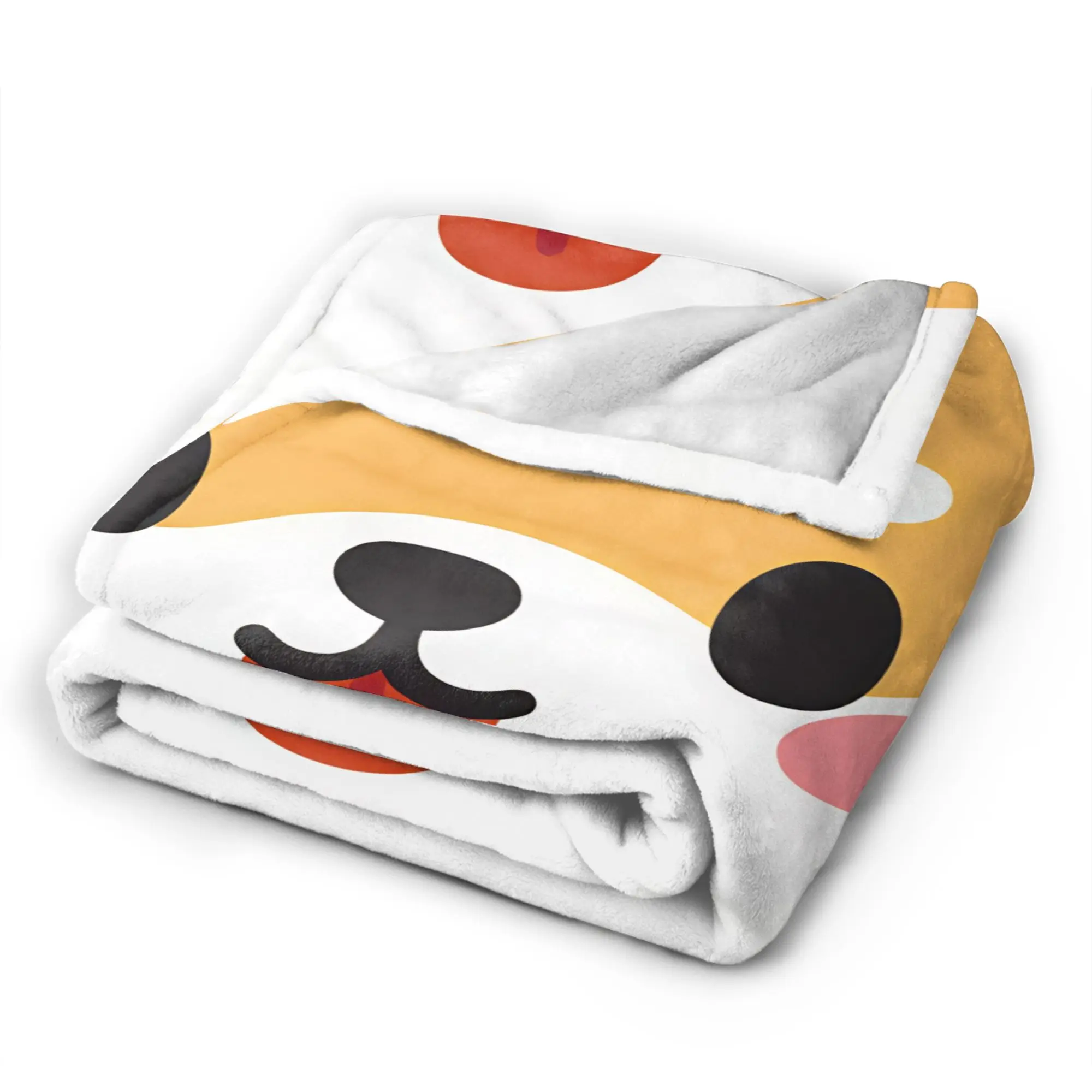 Shiba Inu Face Blanket Winter  Warm Cozy Throw Blanket For Girls Bedroom Flannel Bedspread Bed Cover