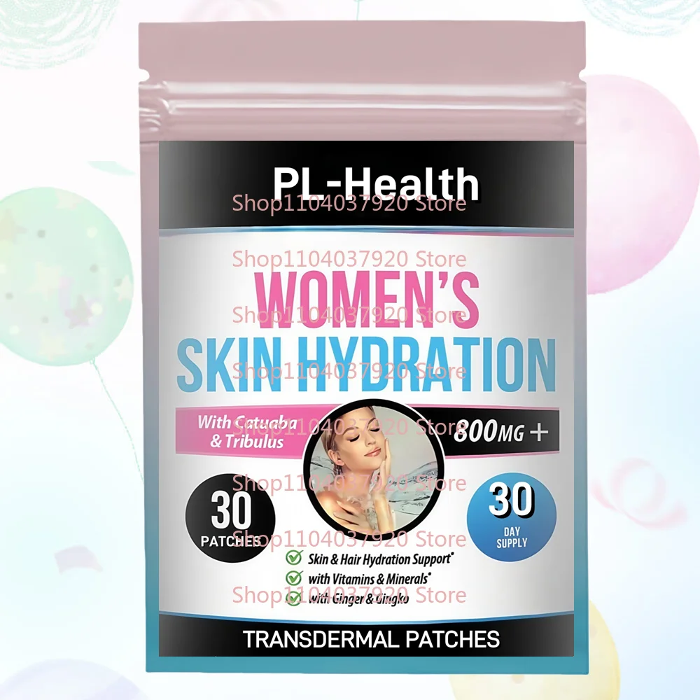 30 Patches Naturals Skin Hydration Vitamins Transdermal Patches for Women - Promotes Increased Energy, Mood & Stamina