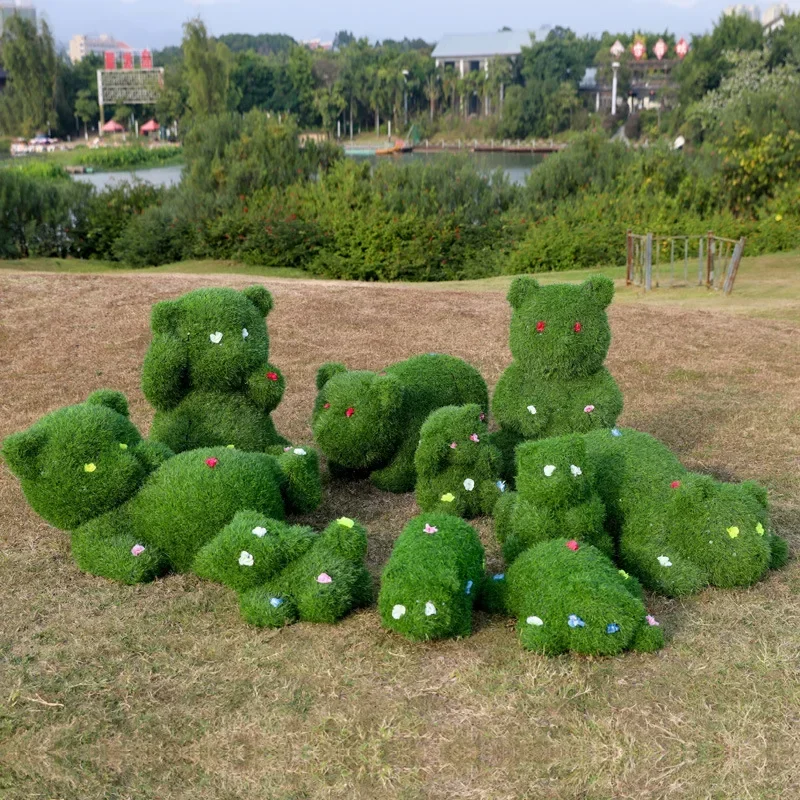 Simulation green plant panda sculpture outdoor fiberglass ornament garden landscape courtyard park green