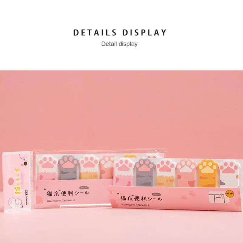 Kawaii Stationery Cartoon Cat Paw Memo Pad Bookmark Flags Index Tab Sticky Notes Label Paper Stickers