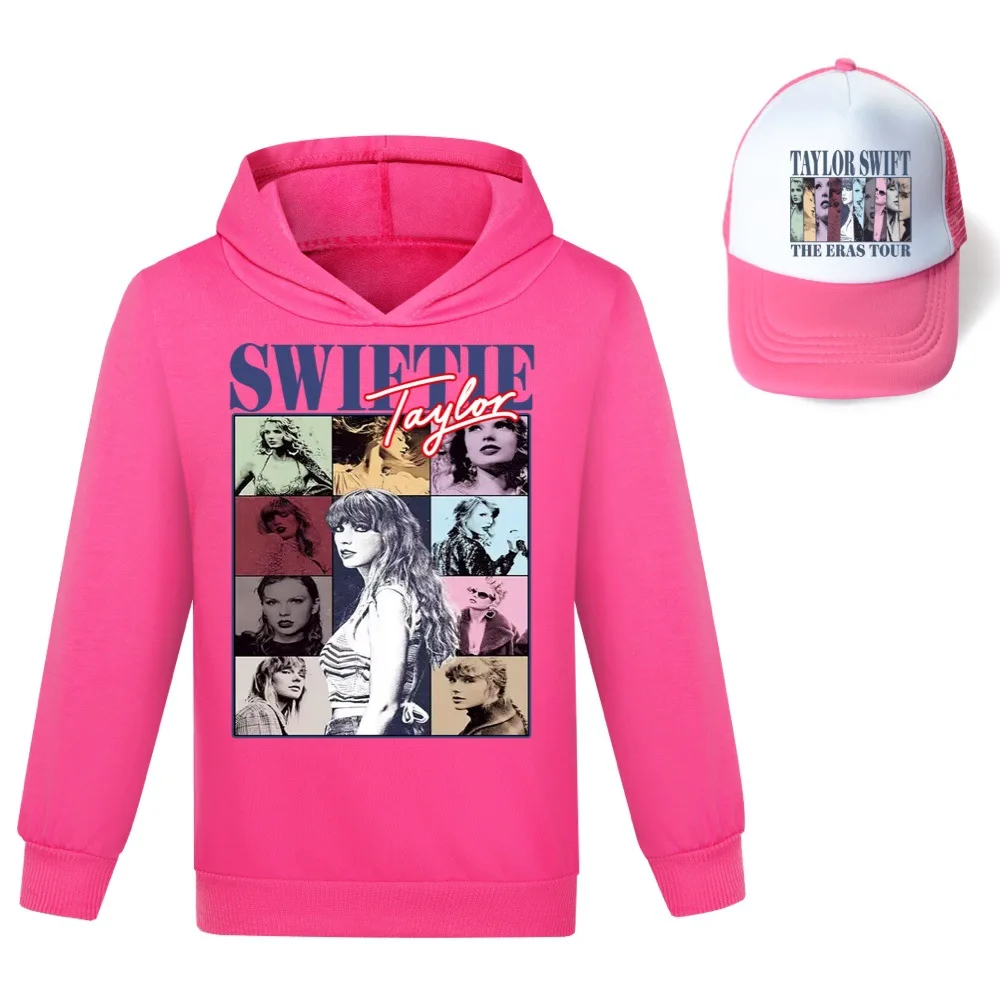 Kinder Cartoon Taylor Swift Jongens Meisjes Kleding Kinder Lange Mouwen T-Shirt Hoodies + Zonnehoed Sets Kinderkleding Sportkleding