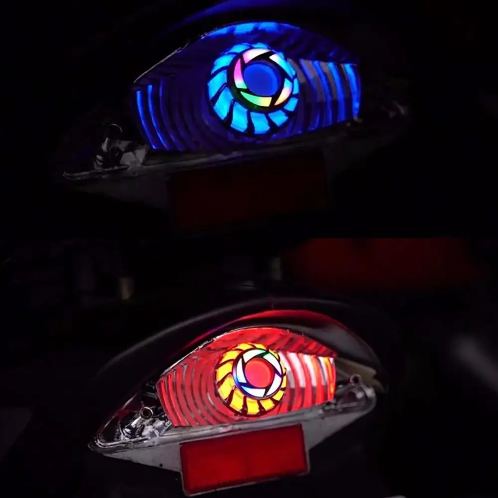 Angel Eye Tail Motorcycle Warning Lamp High Brightness Motorcycle Modified Tail Brake Rear Lights RGB with Flash