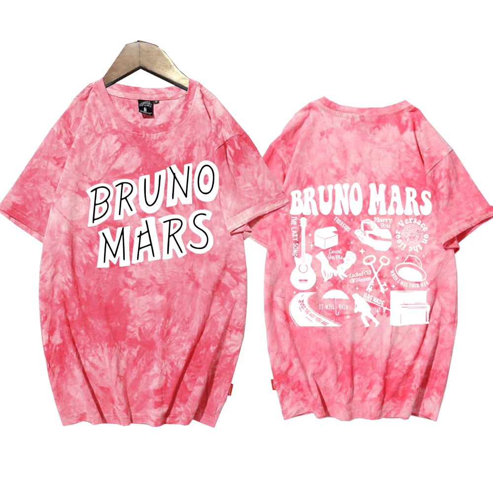 Bruno Mars 24k Magic Doo-Wops & Hooligans Tie Dye Tshirts  Fan T-Shirt Round Neck Short Sleeve Fans Gift