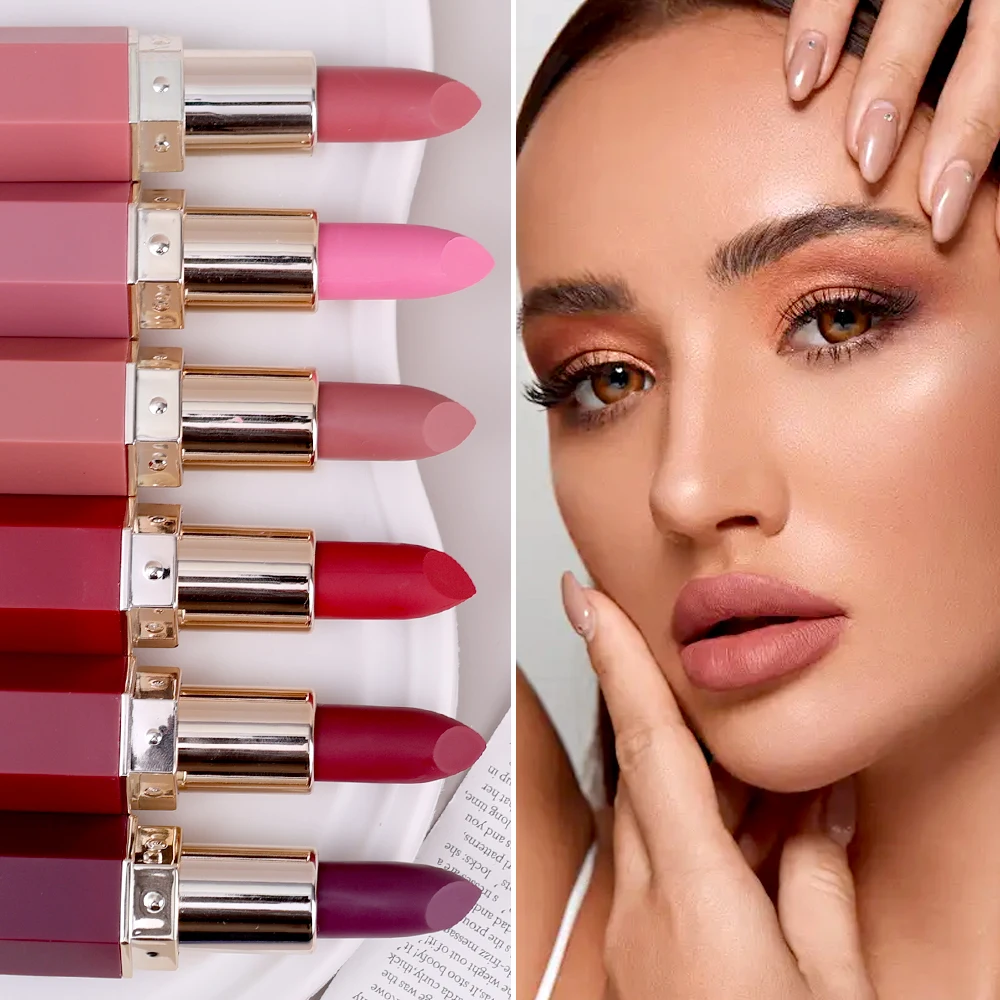 Long-lasting Lipstick Matte Waterproof Misty Finish Moisturize Lip Stick Not Fade Sexy Matte Nude Velvet Lip Gloss Women Makeup