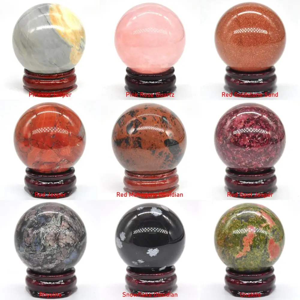 40MM Natural Gemstones Ball Healing Crystals Home Decoration Reiki Wicca Chakra Stones Sphere Rocks Mineral Gem Massage Globe