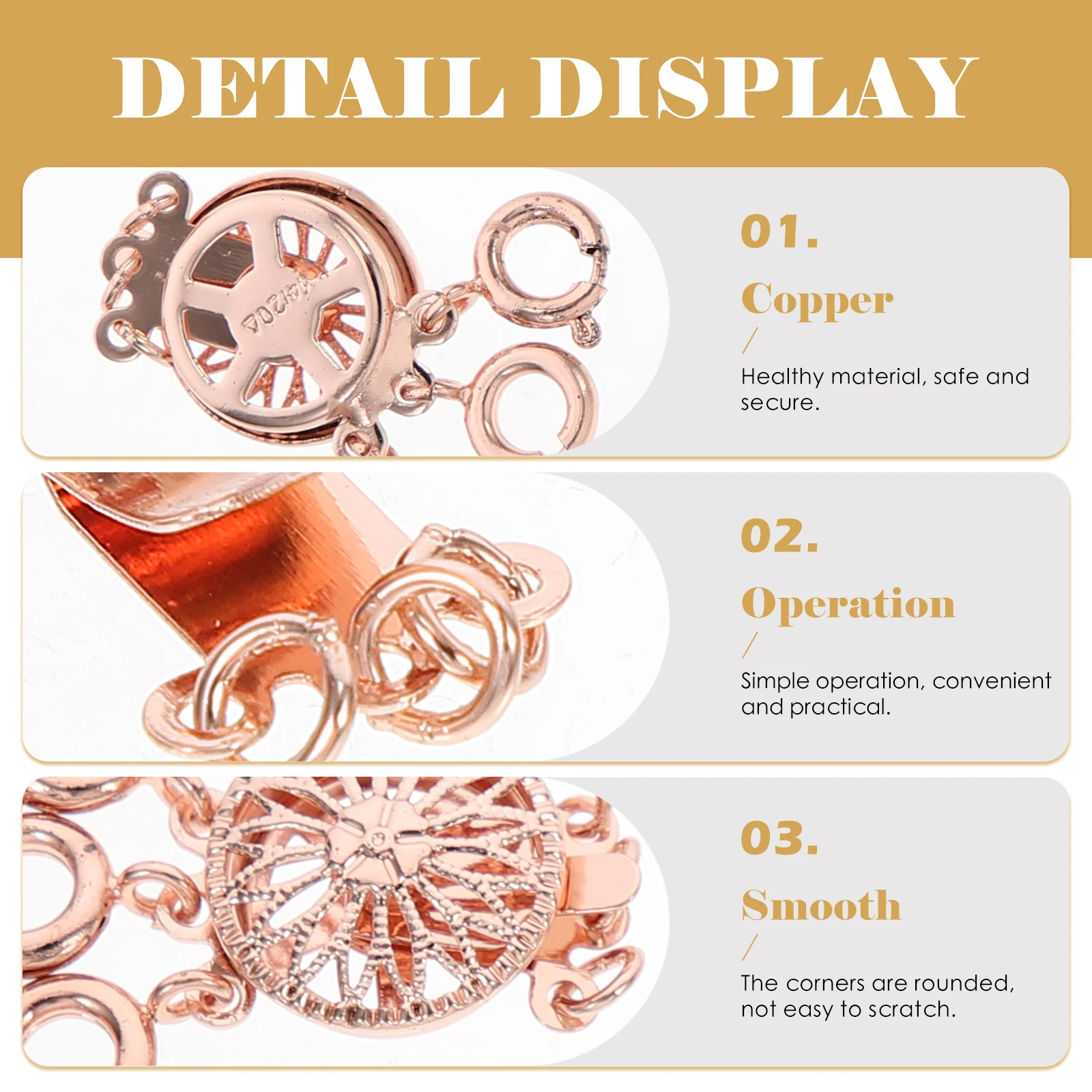

2 Pcs Necklace Separator Layered Clasps Copper DIY Buckle Connection Multiple Spacer Jewelry Links Detangler Closure
