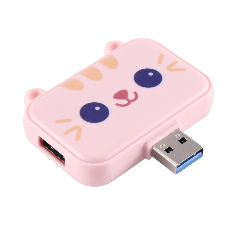 Cute USB Hub Type C To -Compatible USB3.0 PD 60W Charger Multi Splitter Adapter Dock For Smartphones (Pink 3A)