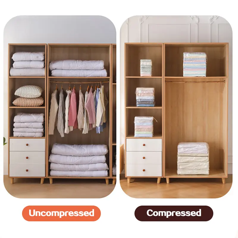Reusable Compression Empty Bag Sealer Clothes Travel Packing Organizer Vacuum Large Plastic Storage Bags Storing Clothes Blanket - Image 4