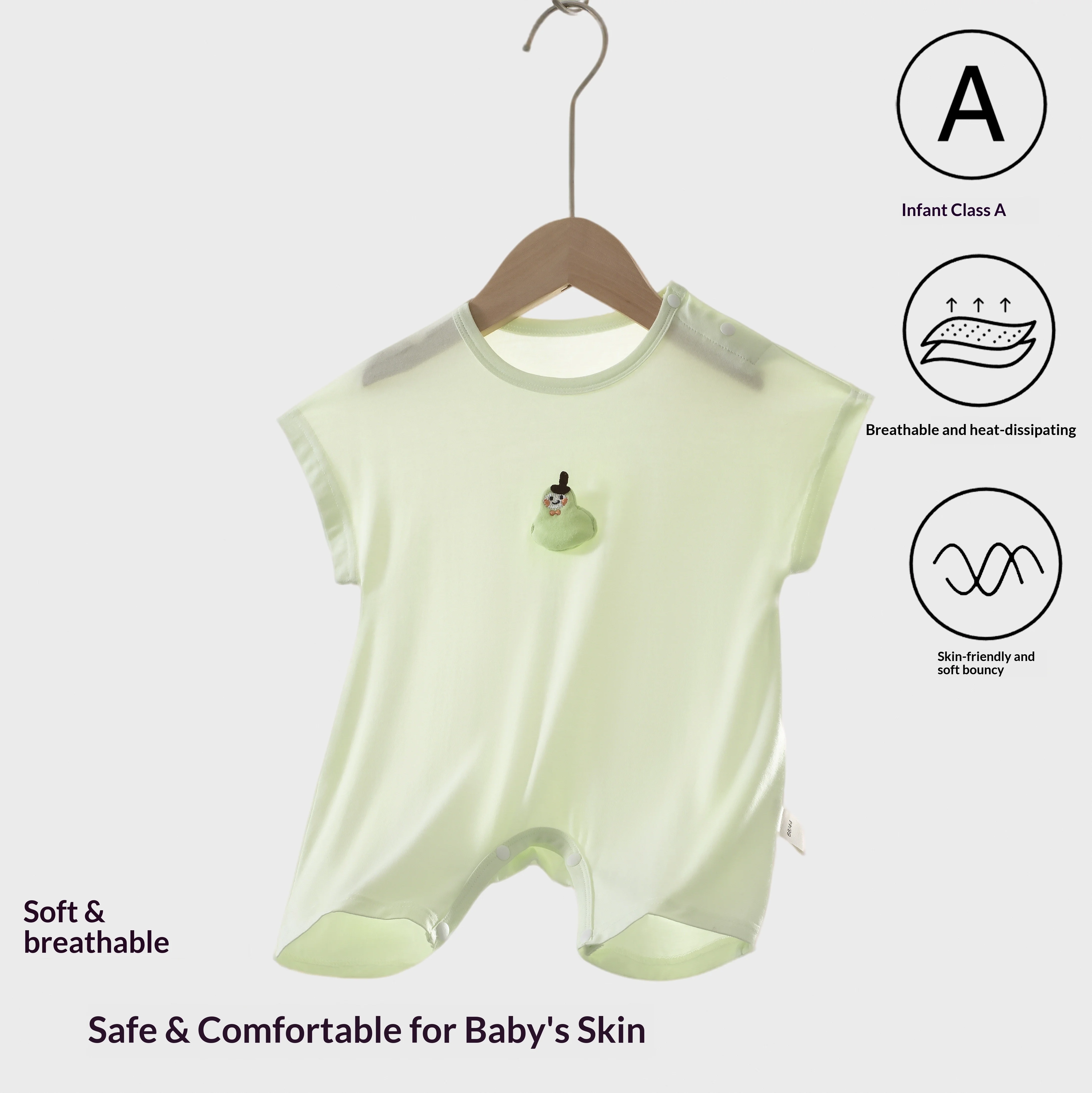 Summer Short Sleeve Thin Ukes Silk Fabric Air Conditioned Baby Romper Close-Fitting Crawling Suit for Infants And Toddlers