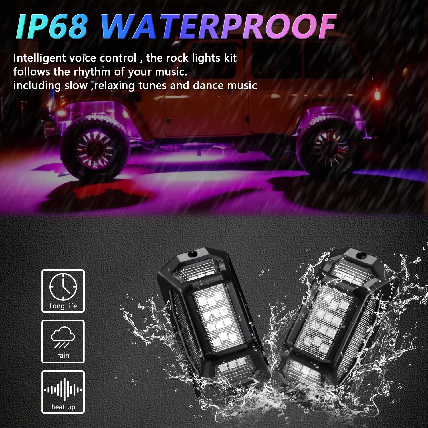 4/6/8 in 1 New LED Car LED Symphony Ambient Light  Ambient Holding  PCB Flexible LED for APP 4x4 Off-road Ambient Lighting