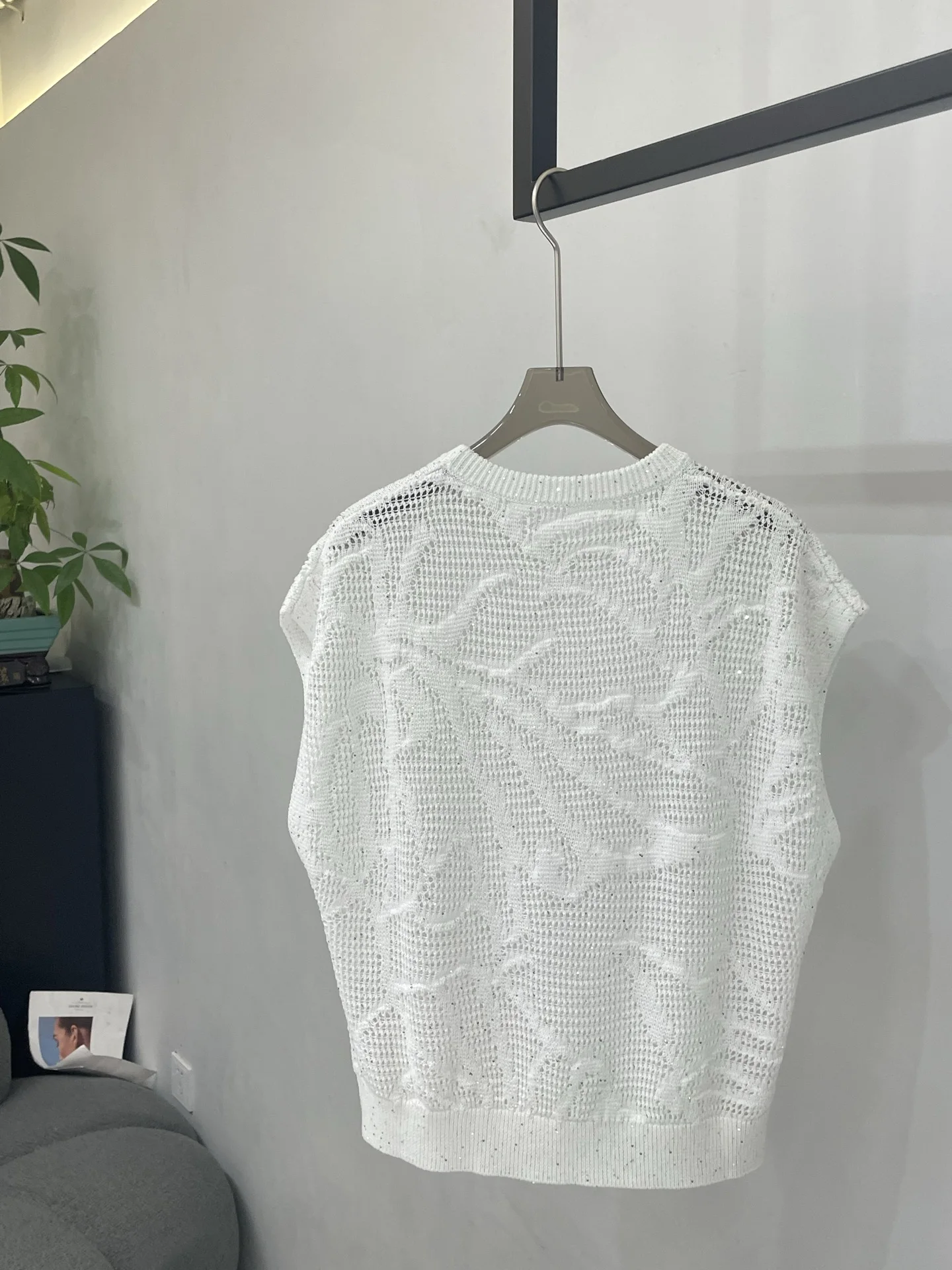 2026 Spring/Summer New Hollow sequin Knitted Sleeveless Top