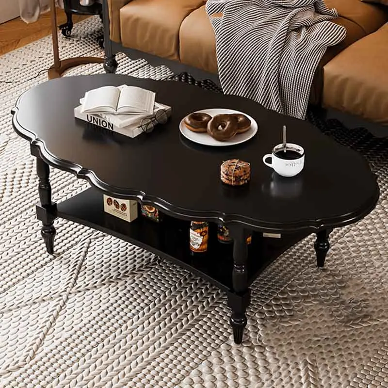 

Black Wood Coffee Tables Storage Simple High Nordic Center Coffe Table Floor Hotel Apartamento Tavolino Da Salotto Furniture