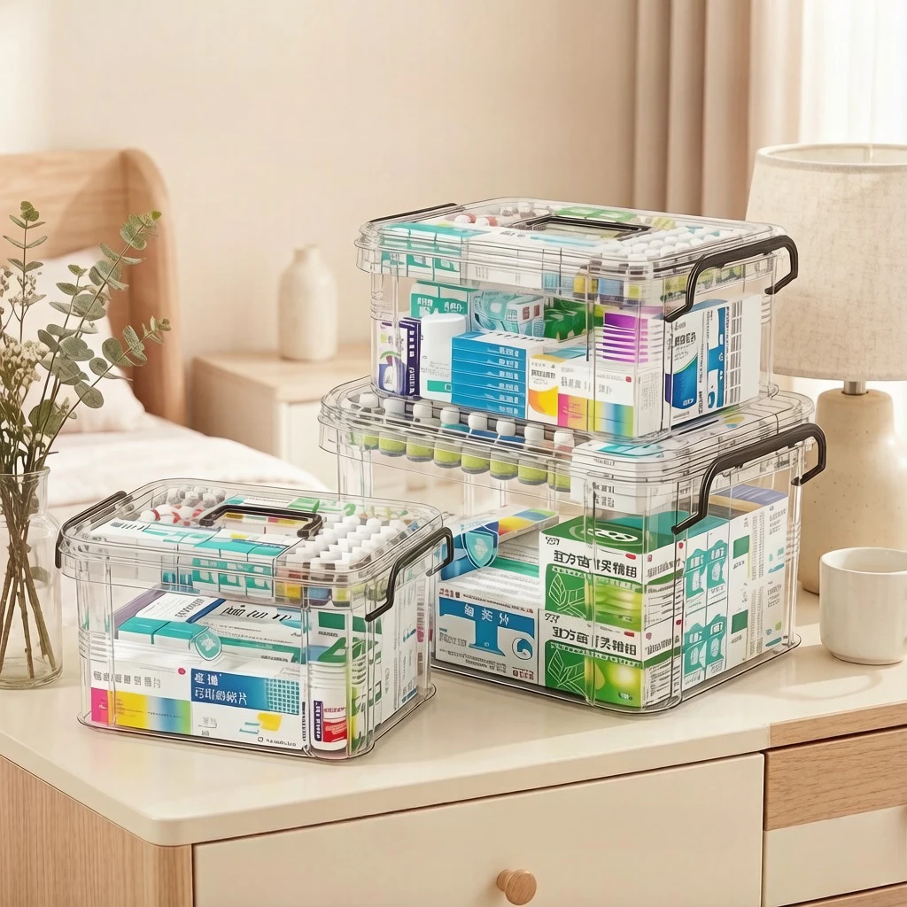 Large Home First-Aid Kit, Perfect for Storing Emergency Medicines, Portable Medical Box with Handle