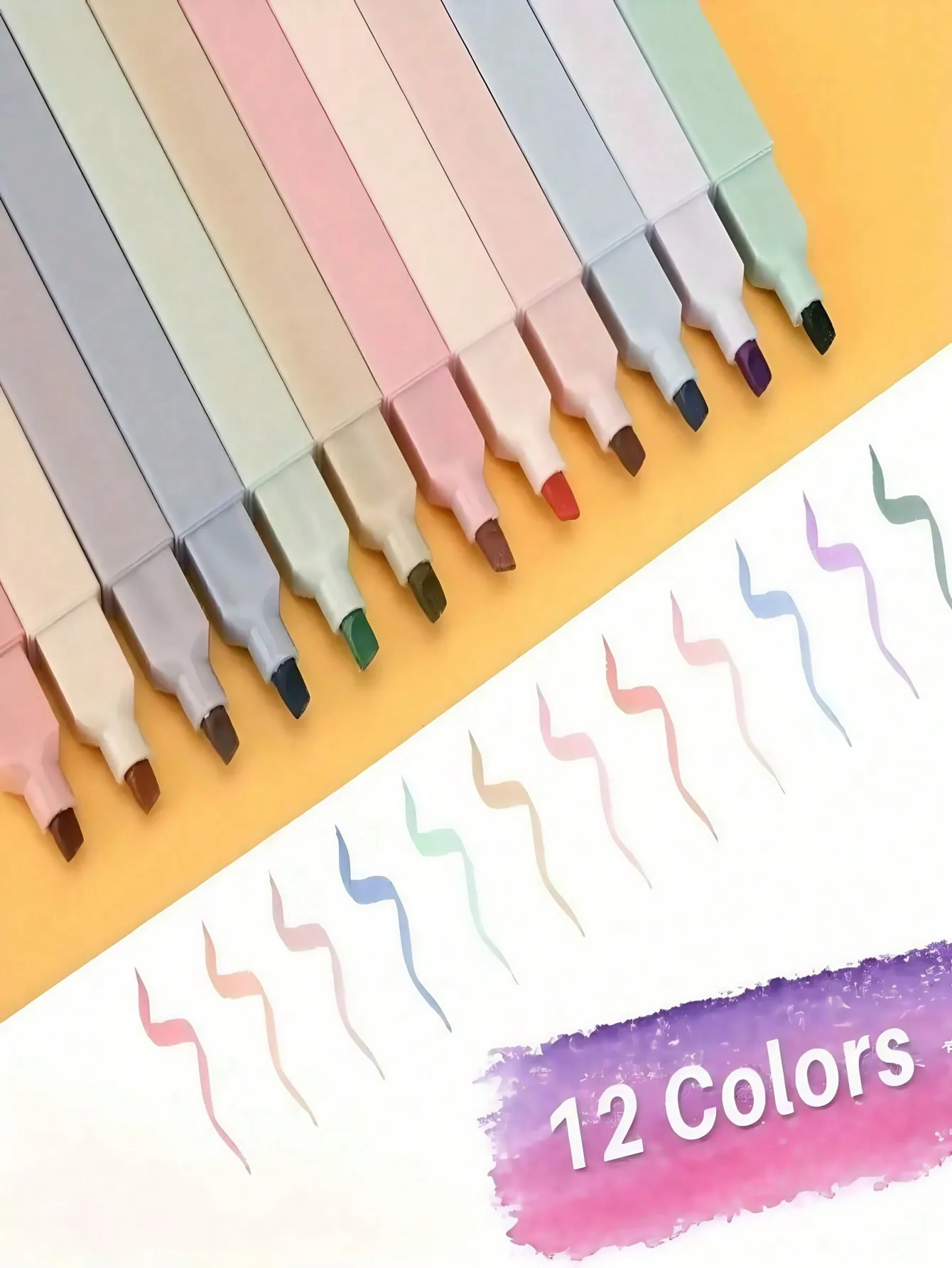 ​​6/12-Pack Bagged Soft Chisel Tip Highlighters - Eye-Protection Pastel Morandi Colors for Students, Journaling & Book Marking​​