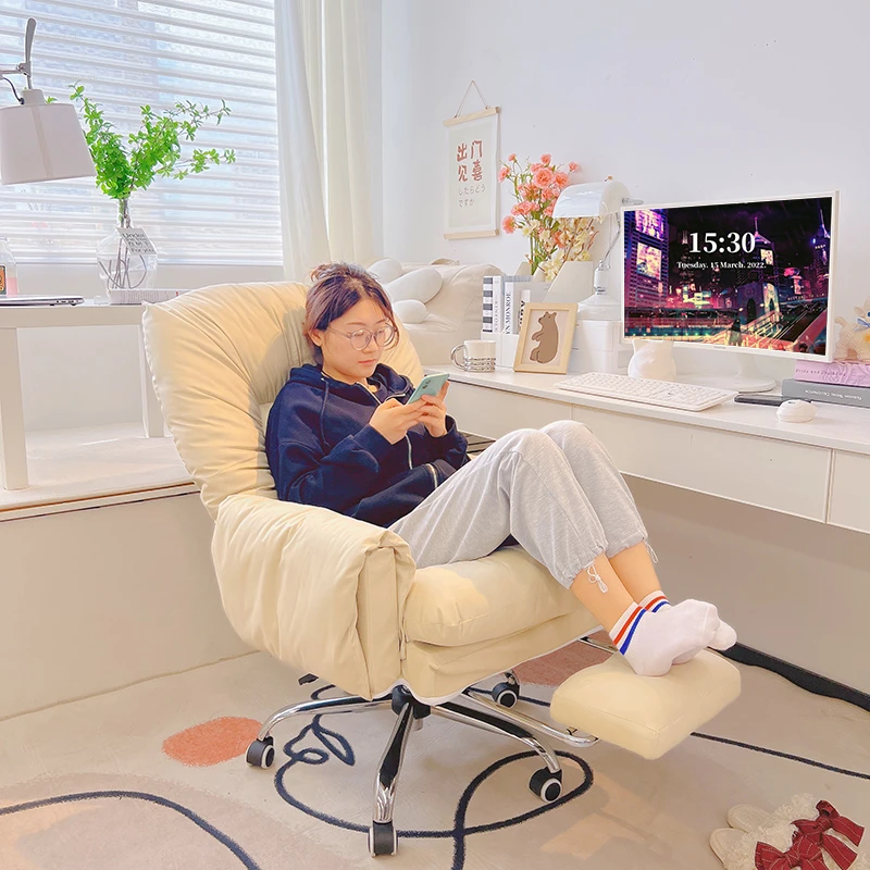 

Nordic Fabric Office Chairs Home Lazy Computer Chair Comfortable Sedentary Sofa Chair Bedroom Reclining Chair Office Furniture