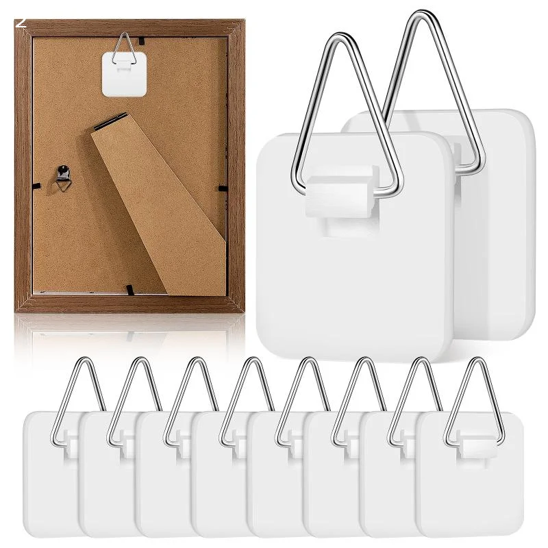 10Pcs Plate Wall Hanger Adhesive Plate Hangers Home Picture Hooks Hanging Decorative Hangers Platter Art Without Nails Holders