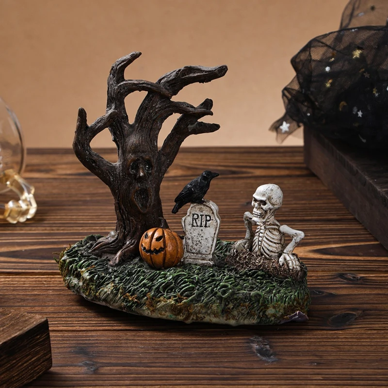 Halloween Resin Decor Creative Dead Tree Miniature Model Home Desktop Ornament
