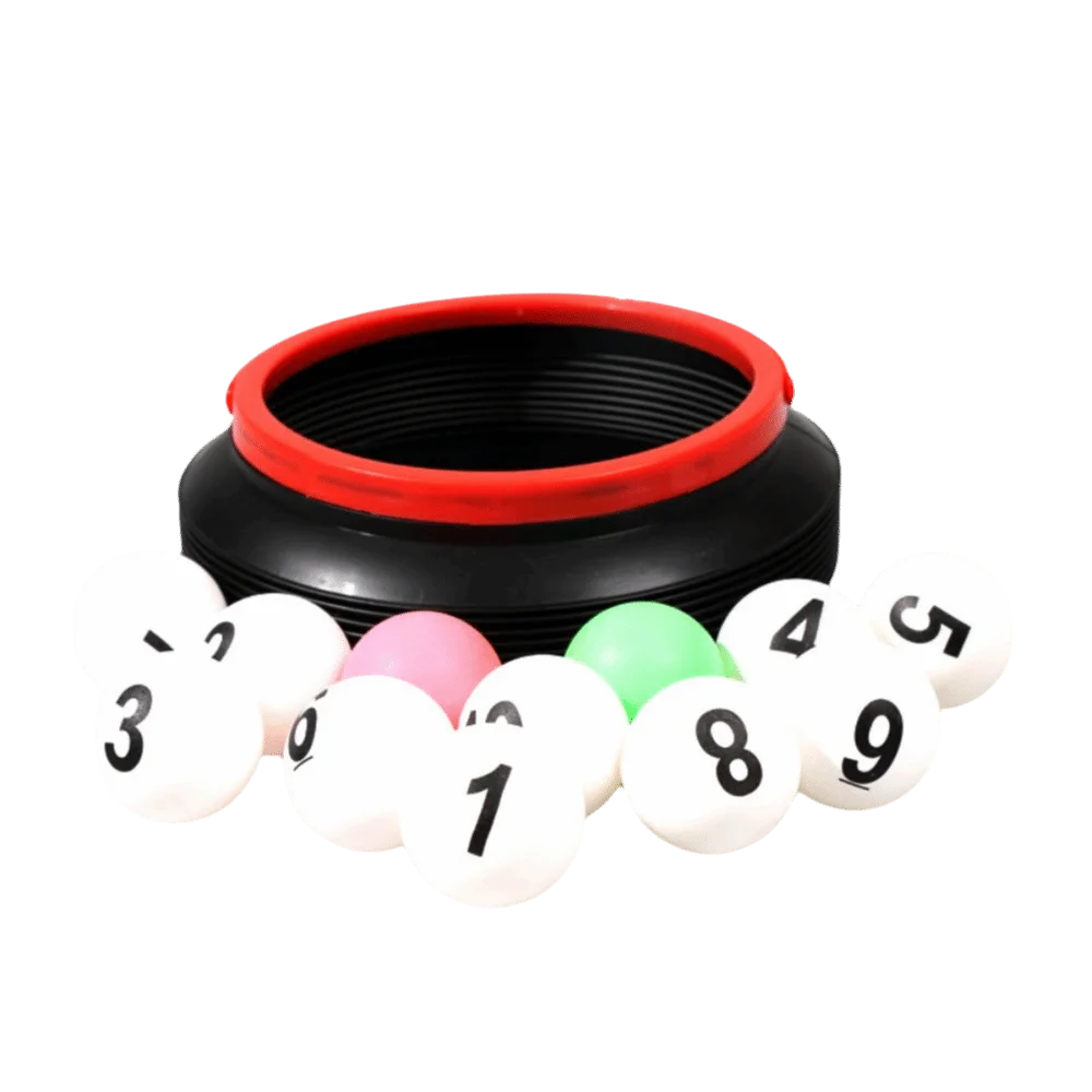 13pcs Portable Orange Raffle Number Set 10 Count Printed Printed Balls Folding PP Bucket Color Balls Raffle Draw