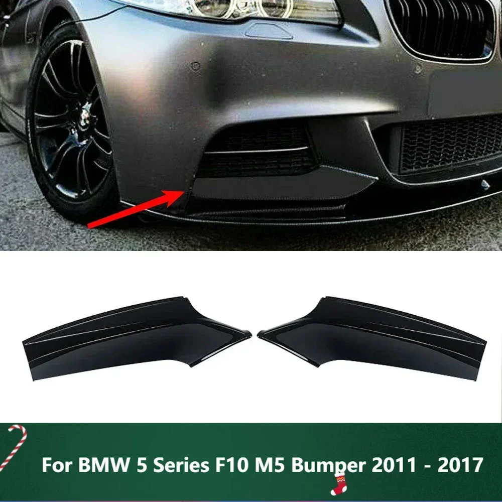 

New！2Pcs / Set For BMW 5 Series F10 M5 Bumper 2011 - 2017 Carbon Fiber / FRP Front Bumper Splitters Lip Flaps Cupwings Aprons