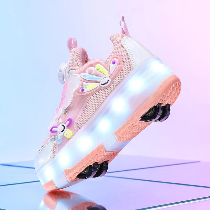 

Boys' 4-Wheel Retractable Heelys: Kids' Shoes, Student Roller Skates & Girls' Fly Shoes (Transformable for Students)