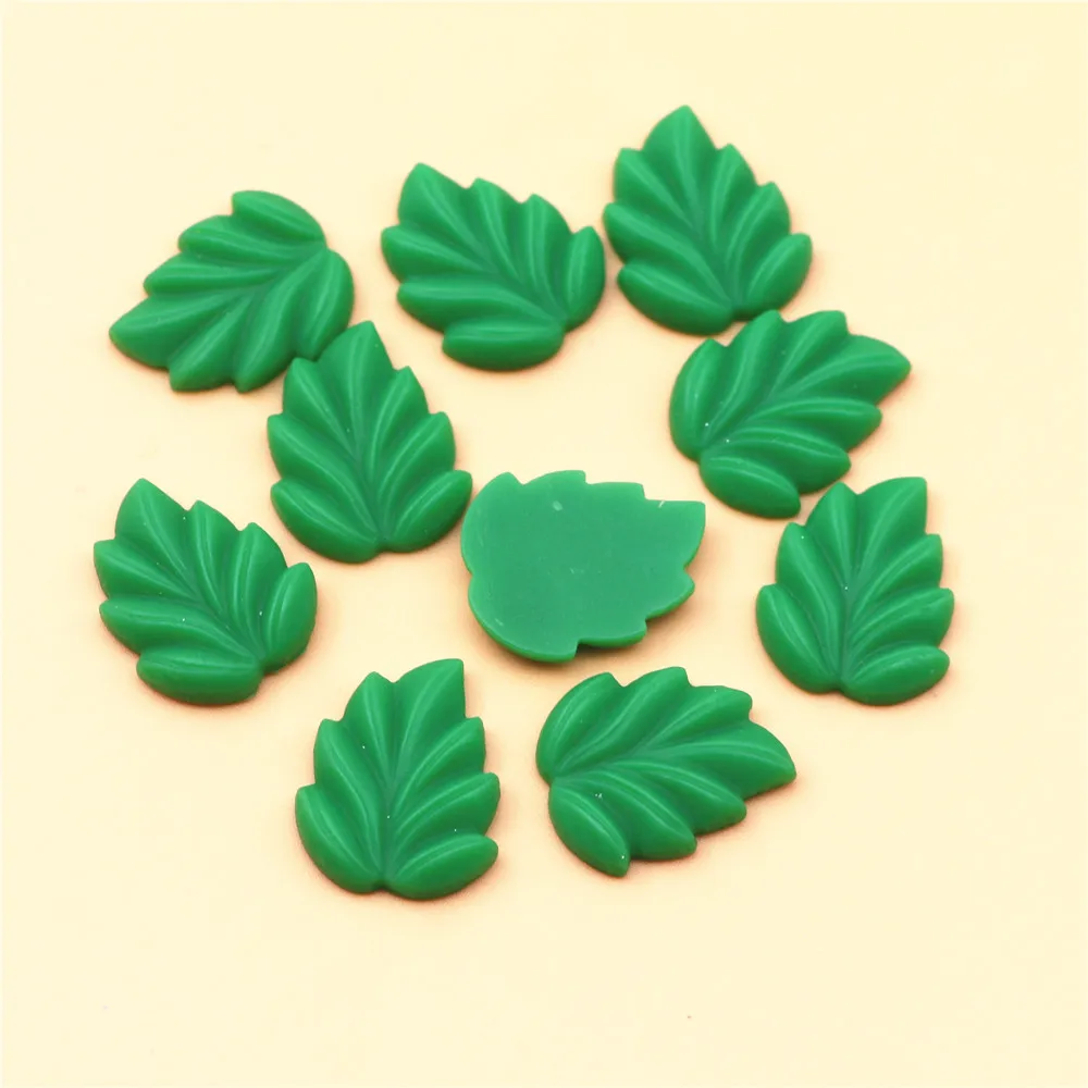20pcs 16*19mm Mix Colors  Cute Resin Green Leaf Flatback Cabochon DIYJewelry/Craft Decoration Accessories