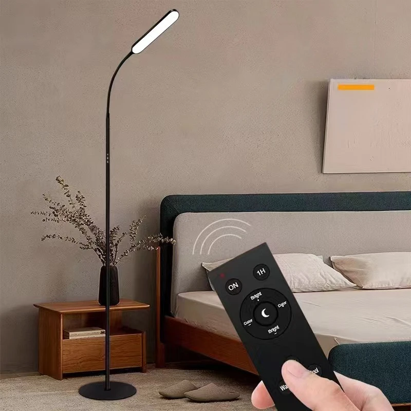 Led Floor Lamps Simple Night Light Reading Living Bedroom Room Decor Remote Control Vertical Eye Protection Fishing Stand Light