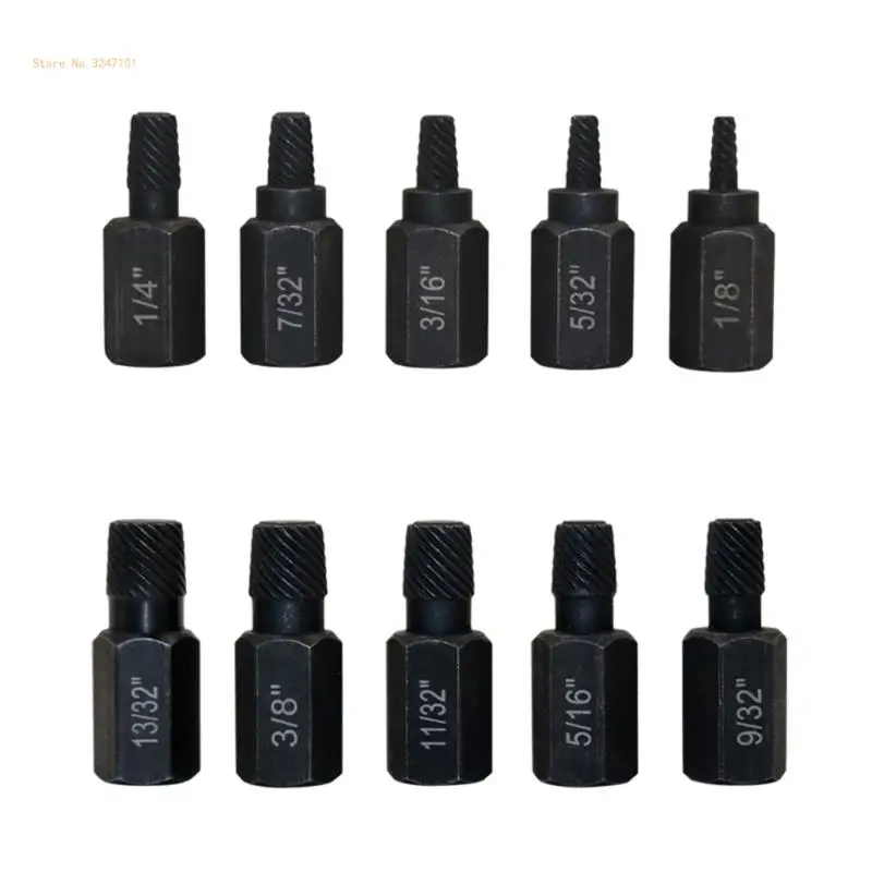 Set estrattori per viti bulloni da 10 pezzi per carichi pesanti per rimozione viti rotte, bulloni, prigionieri,