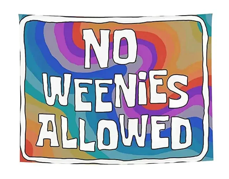 Funny Meme Tapestry Hippie Tapestry Wall Hanging No Weenies Allowed tapestries For Living room/Bedroom/College Dorm