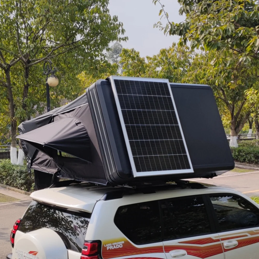 

Large 4-Person Family Roof Top Tent for Camping Car Rooftop Tent with Solar Panel Skylight Hard Shell Aluminum