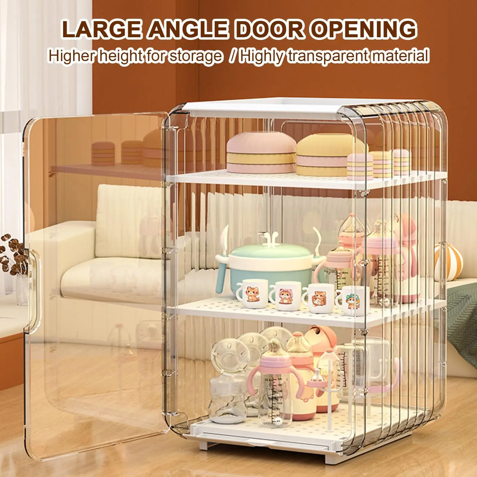 منظم تخزين زجاجات الأطفال، منظم أدوات المائدة للأطفال الصغار، حامل زجاجة شفاف مقاوم للغبار لطاولة المطبخ والحمام وغرفة النوم والثلاجة #1