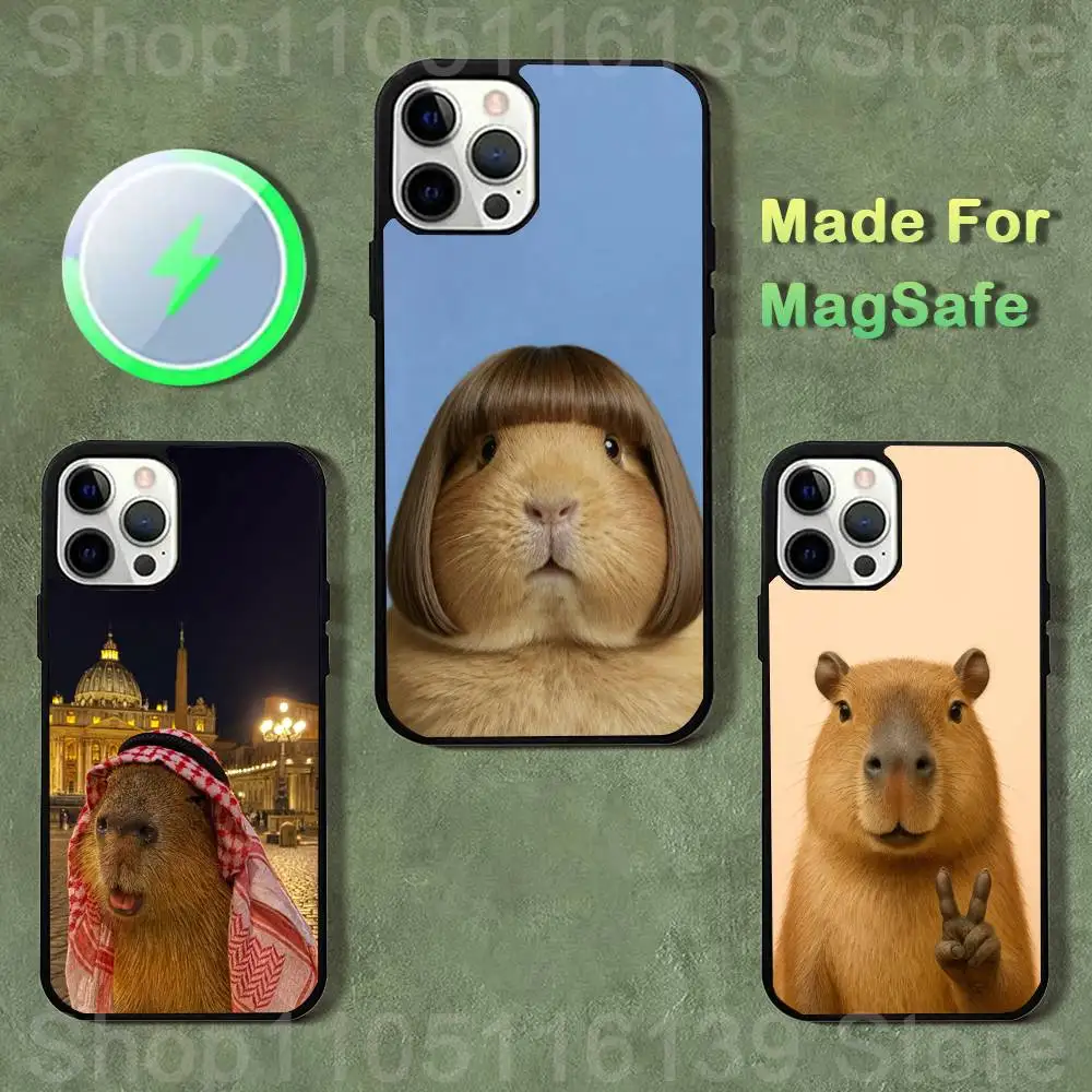 

Cute Capybara Groundhog For IPhone 17,16,15,14,13,12,11,Pro,Max,Plus,Mini,SE4,E Protective Magnetic Case Cover