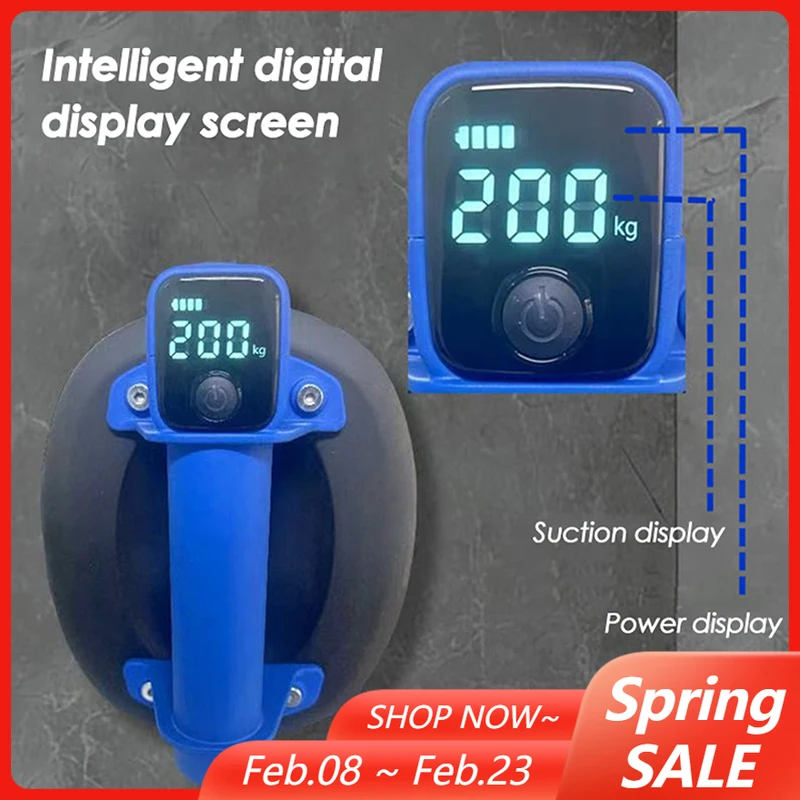

Electric Vacuum Suction Cup 200KG Load Intelligent Display Vacuum Air Pump for Granite Tile Glass Heavy Duty Lifting Tool