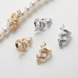 4PCS Dainty Snake Shape Design Septal Beads Jewelry Making Bracelet Necklace Supplies DIY Brass 14k Gold Plated 12.8*21.7mm