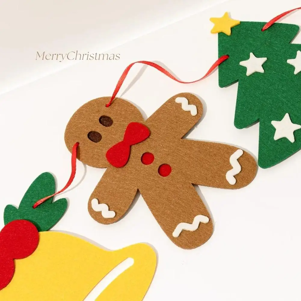 Bandera de bolas de Navidad, cadena de luces LED, decoraciones de árbol de Reno de Papá Noel, banderines de Feliz Navidad, suministros de decoración navideña, accesorio