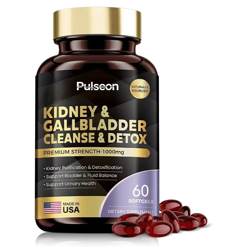 Kidney Cleansing and Repair Supplement, 5-in-1 High-efficiency Herbal Medicine, Sour Cherry and Dandelion, 60 Soft Capsules
