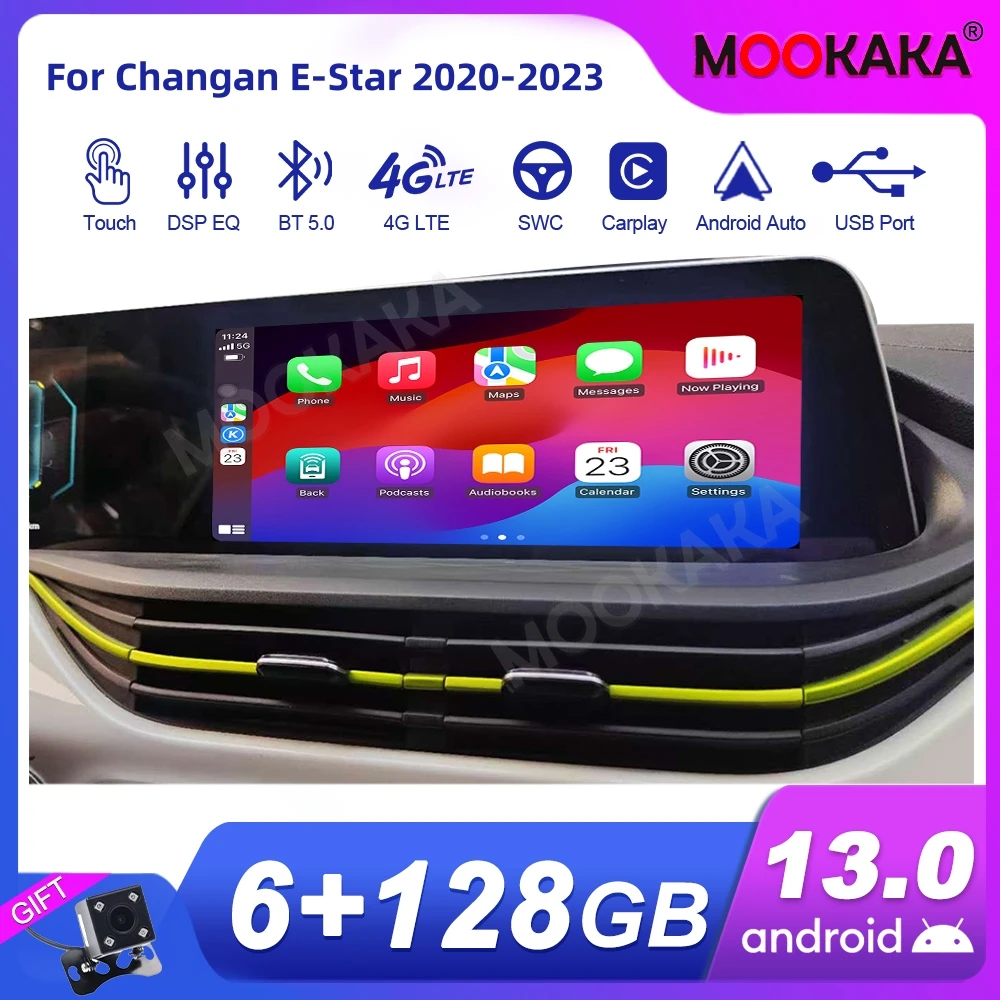 For Changan E-Star 2020-2023 Car Radio Multimedia Player Wireless Carplay Android Auto Autoradio Stereo GPS Navigation WiFi 4G