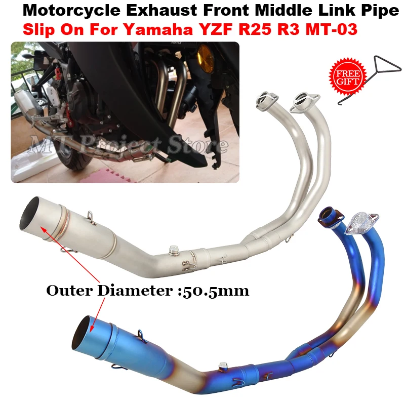 

Slip On For Yamaha YZF R25 R3 MT-03 MT03 2014 - 2023 Motorcycle Exhaust System Escape Front Link Pipe Connecting 51mm Muffler ﻿