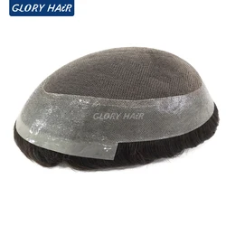 Dura Australia 5 Inch Men Toupee 130% Density Human Hair Hairpiece Lace & PU Base Male Hair Prosthesis Durable Men's Capillary