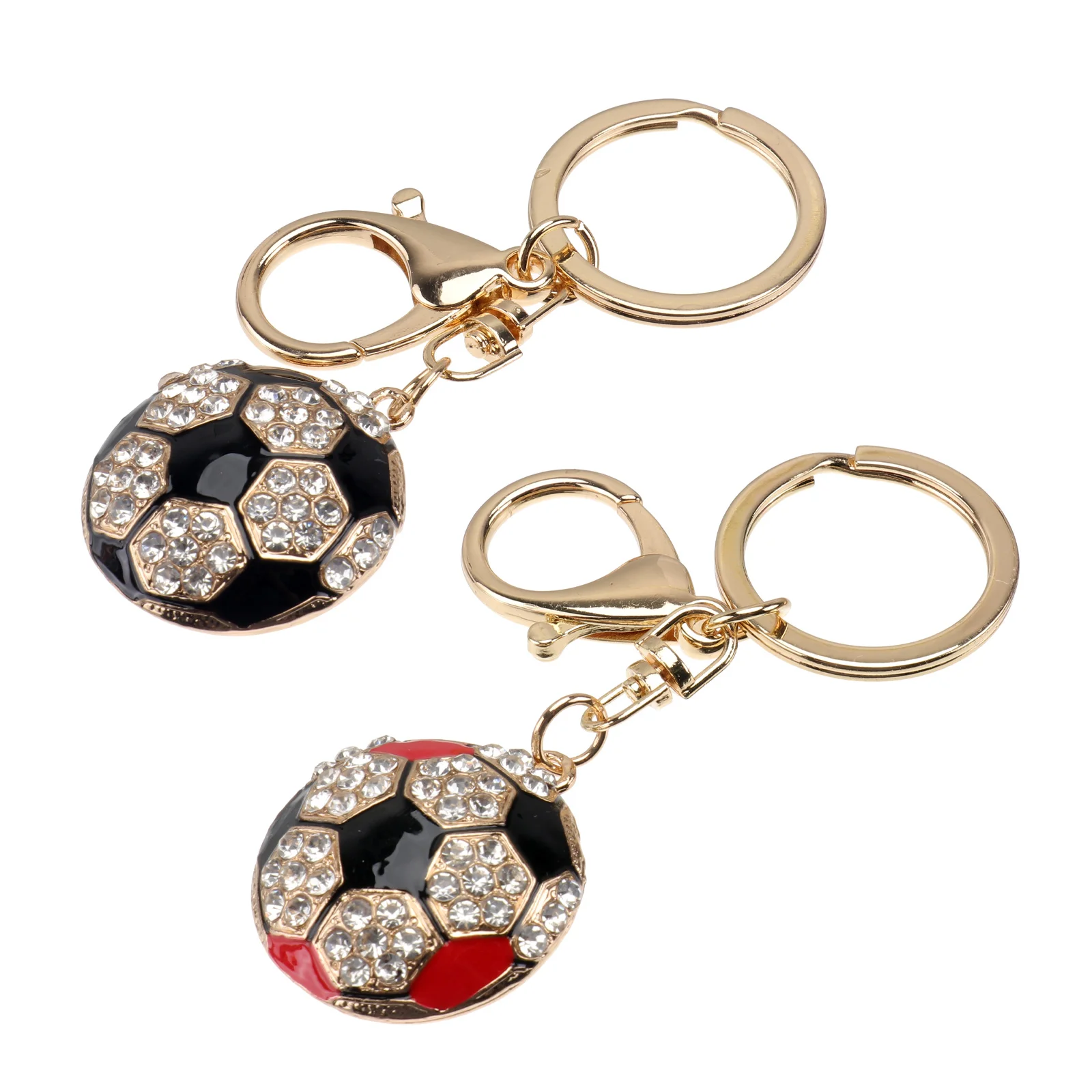 

2 Pcs Football Keychain Stylish Zinc Alloy Rhinestone Beads Novel Decorative Creative Soccer Design Exquisite Birthday Gift