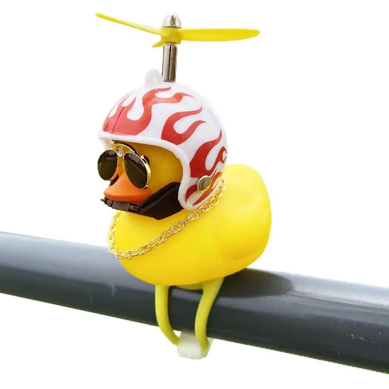 Car Ducks Dashboard Yellow Duck Cycling Ornaments Wearing Propeller Helmets Funny Motorcycle Duck Squeeze Duck Bikes Horn