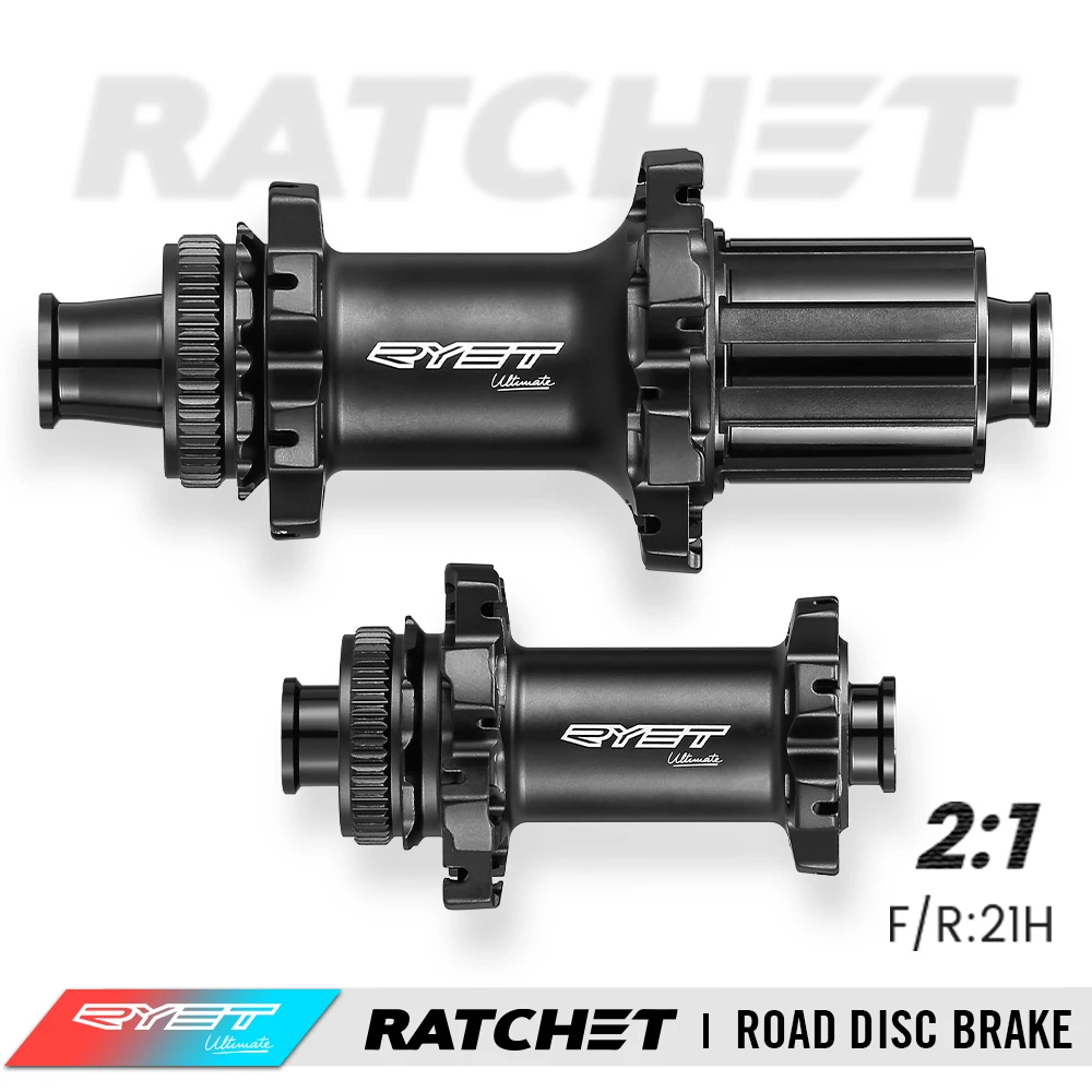 

RYET Road Bike Hubs 2:1 Spokes Straightpull 21 Holes 36T Ratchet for HG XDR Centerlock 21H Thru Axle 12x100MM Bike Accessories