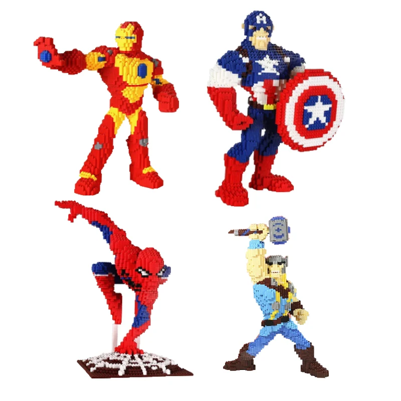 子供のためのアイアンマンスパイダーマンルーズなパズル小さな粒子誕生日プレゼントのおもちゃのためのユニセックスビルディングブロック